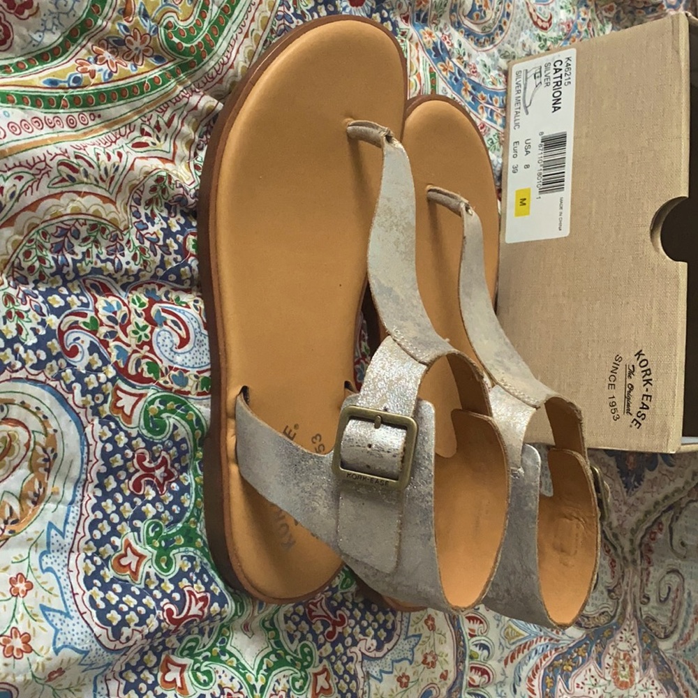 Brand new KORK-EASE Catriona sandals in silver 8